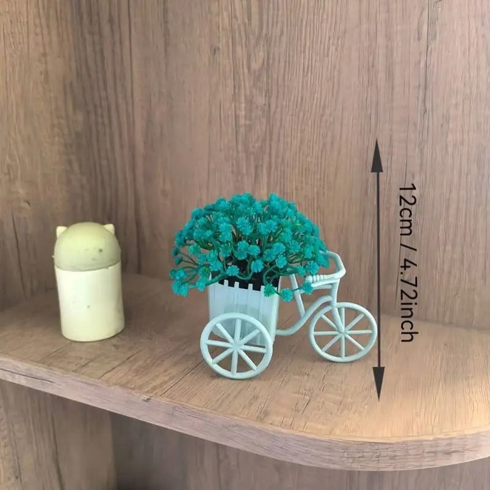 Light Luxury Bicycle Flower Basket Decor With Artificial Flower Arrangement For Desktop And Shelves 1