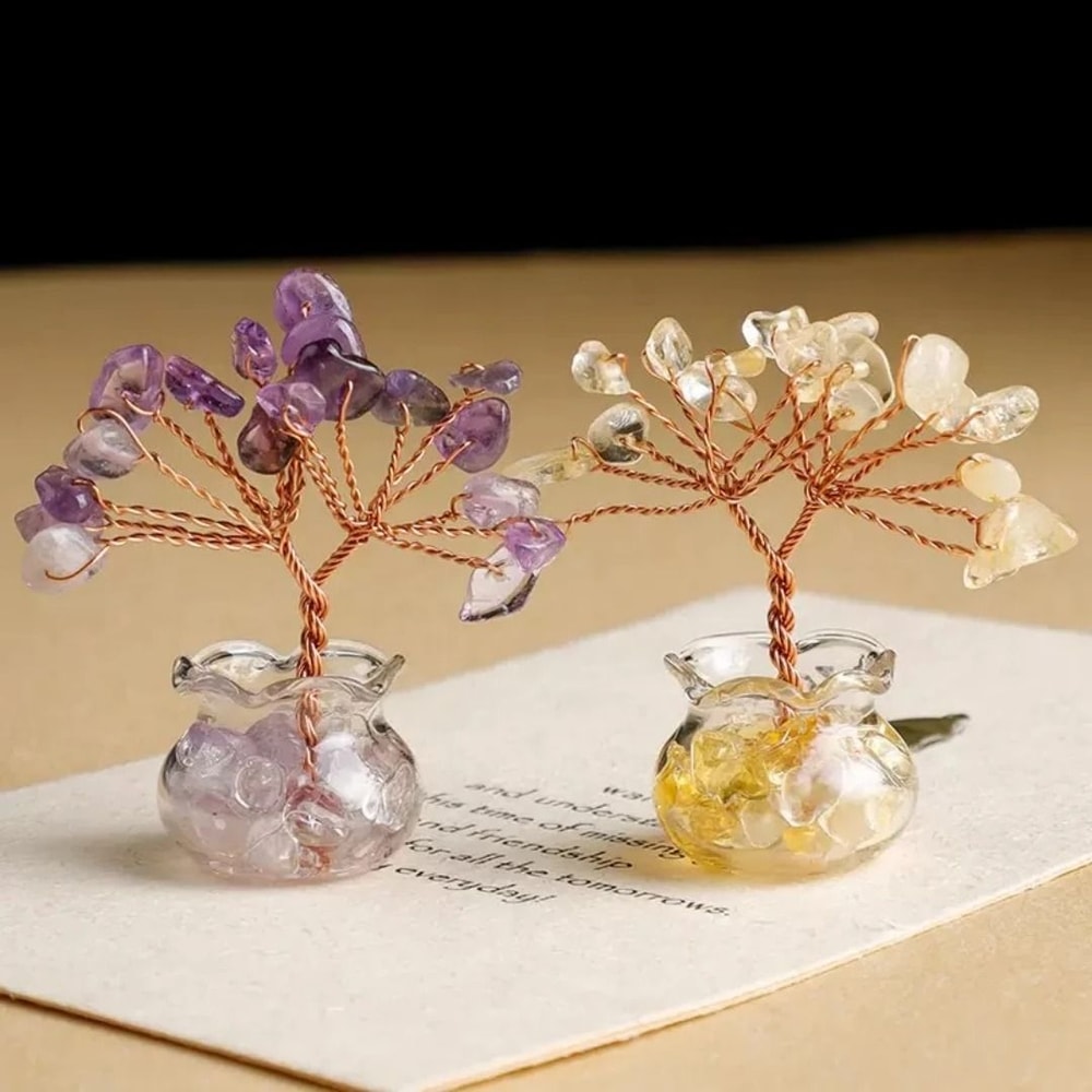 European Style Mini Crystal Tree Decor In Resin Vase Pastoral Desktop Ornament 9
