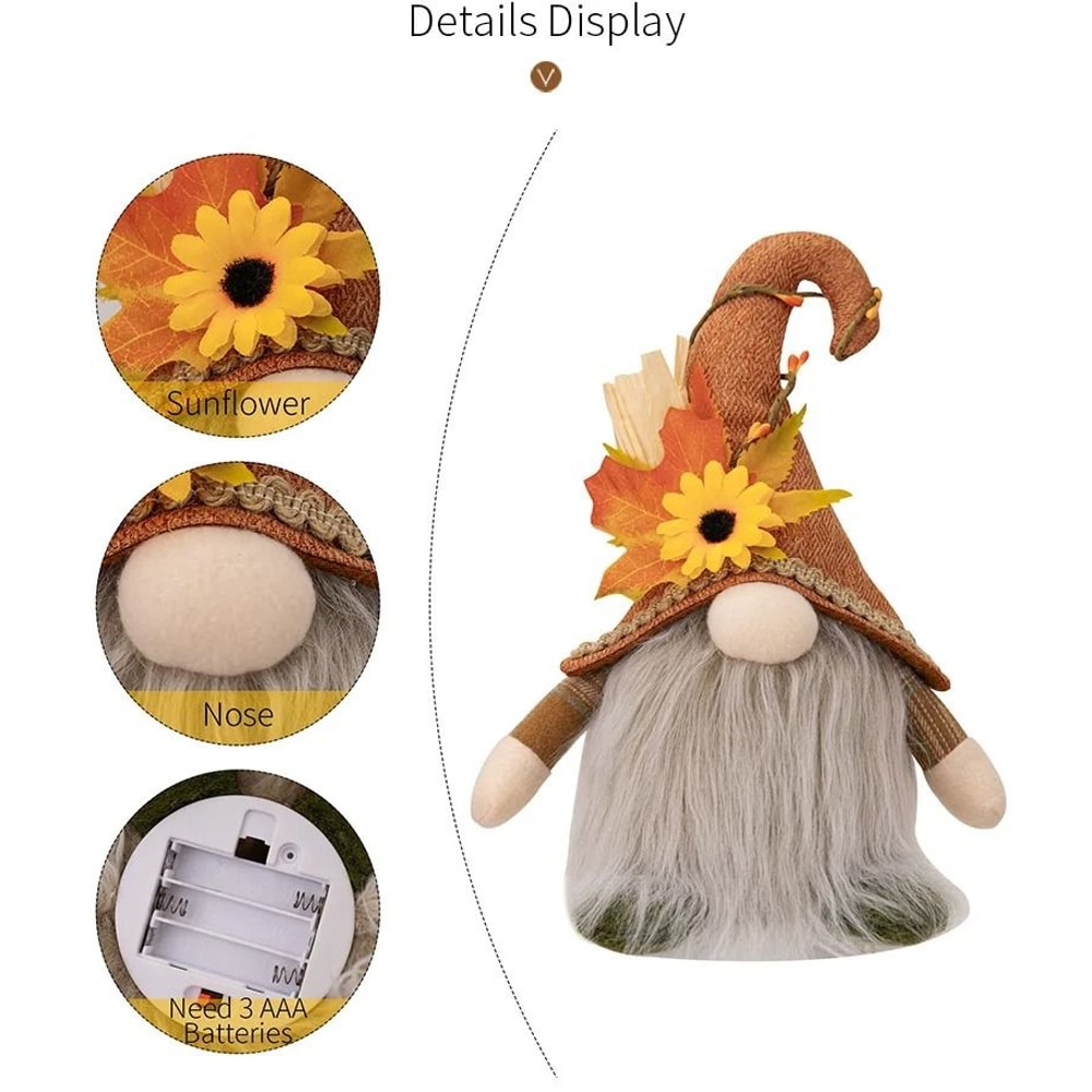 Glowing Faceless Gnome Doll Pendant With Maple Leaf And Sunflower Autumn Holiday Decor 4