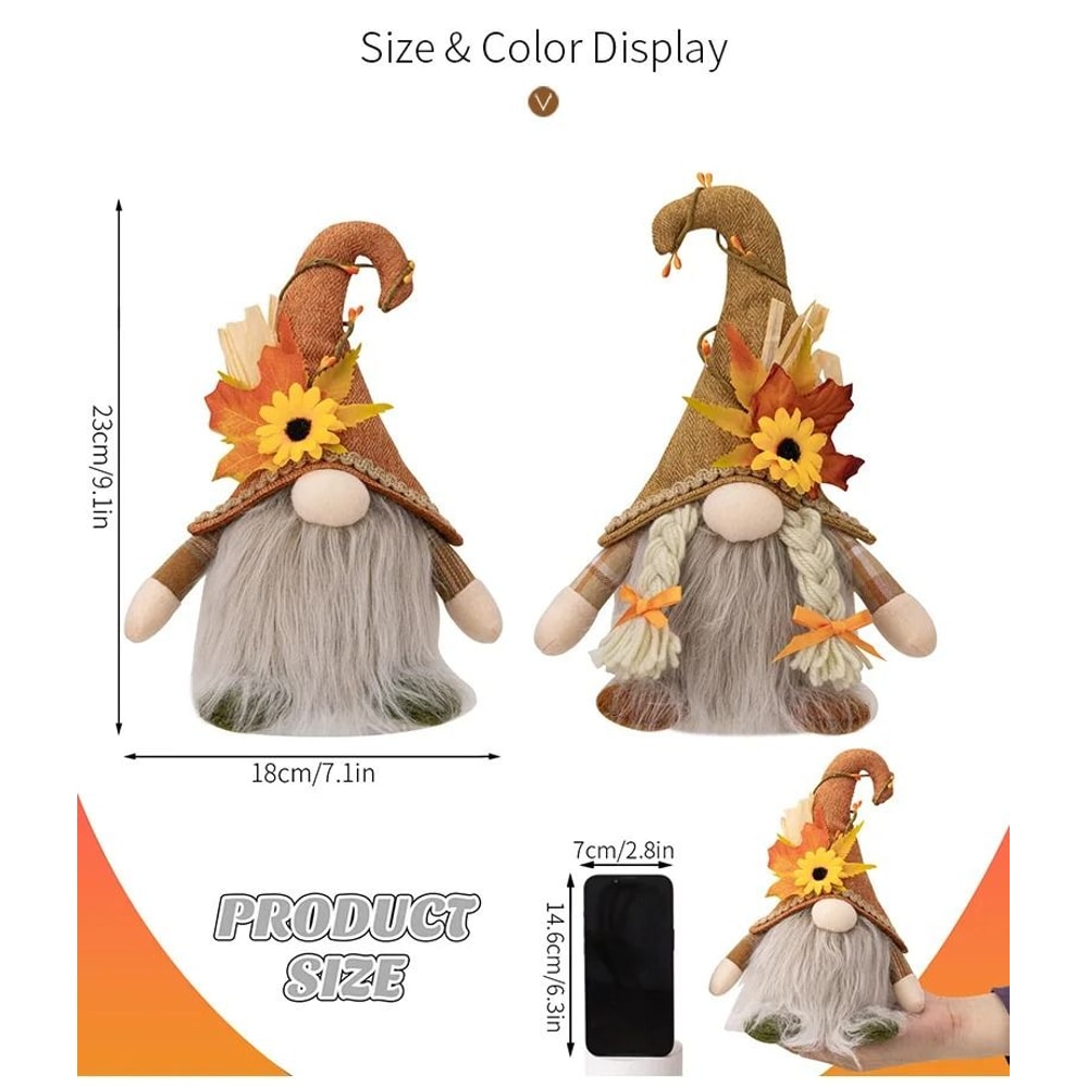 Glowing Faceless Gnome Doll Pendant With Maple Leaf And Sunflower Autumn Holiday Decor 5