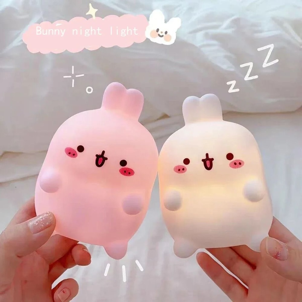 Cute Rabbit LED Bedside Lamp Non Plug In Decorative Bedroom Night Light 3