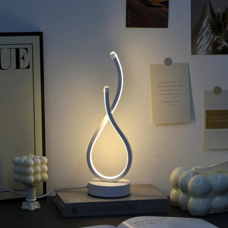 Modern White LOVE Gesture Desktop Lamp USB Powered Three Color LED Night Light 4