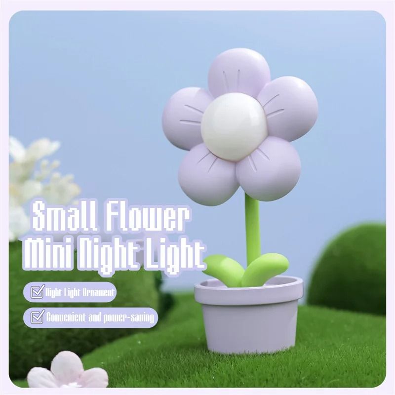 Mini LED Flower Night Light Cute Bedside Table Lamp For Kids Bedroom Decor 7