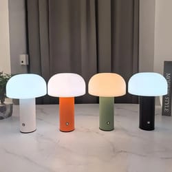 rechargeable mushroom led table lamp with 3 color dimming for bedroom and bar decor
