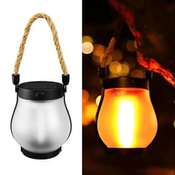 usb rechargeable solar flame camping lantern 800 lumens waterproof outdoor hanging light
