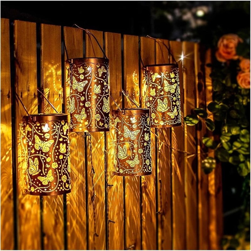 Butterfly Solar Lantern Outdoor Waterproof Metal Hanging Garden Light 5
