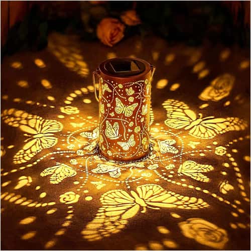 Butterfly Solar Lantern Outdoor Waterproof Metal Hanging Garden Light