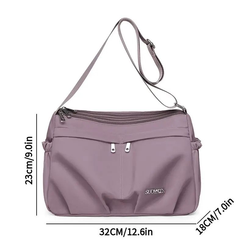 Womens Waterproof Nylon Crossbody Shoulder Bag Large Capacity Multi Pocket Tote 9