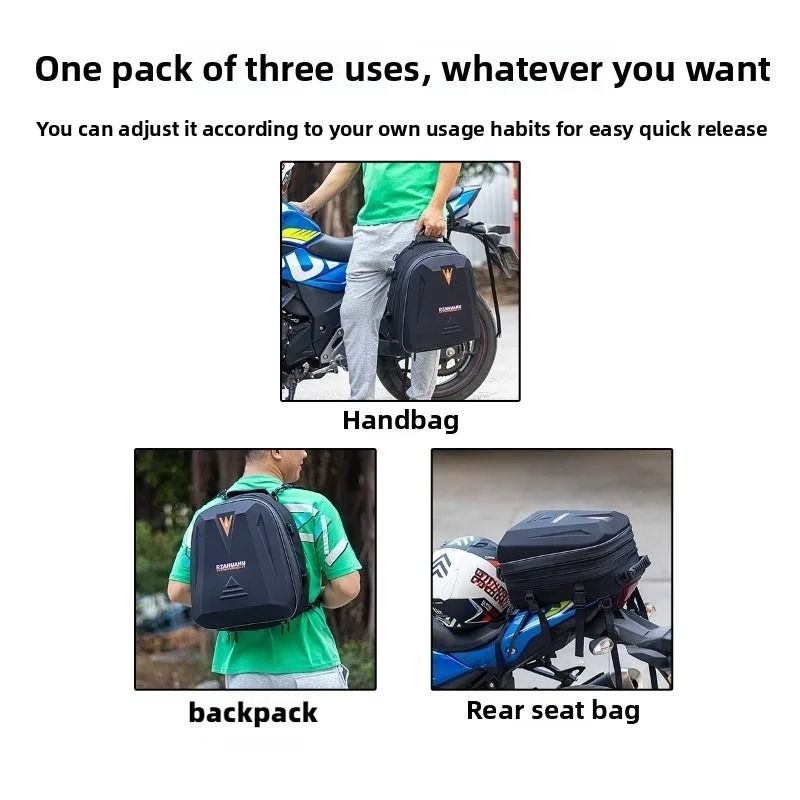Waterproof Motorcycle Helmet Bag Multifunctional Rear Seat Tail Luggage Backpack 2