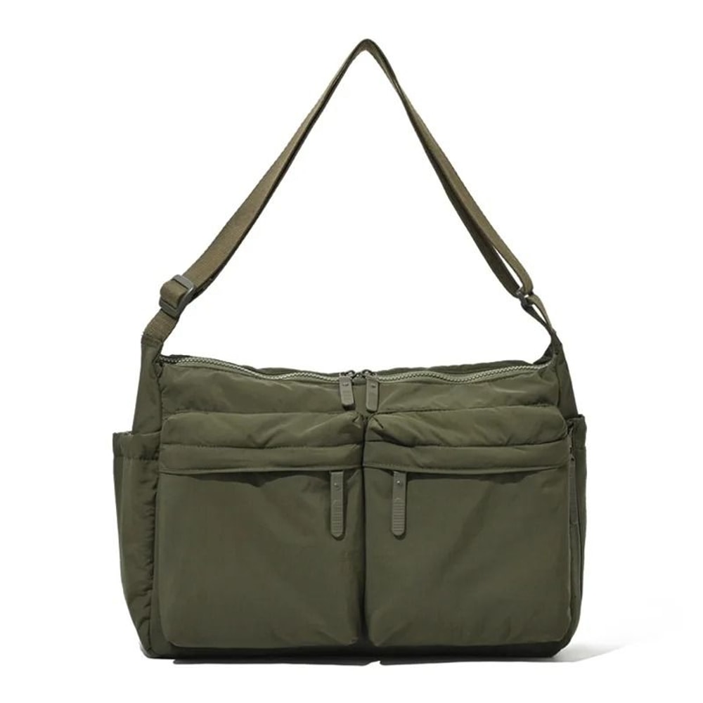 Unisex Nylon Tote Bag Lightweight Water Resistant Multi Pocket Shoulder Tote 1