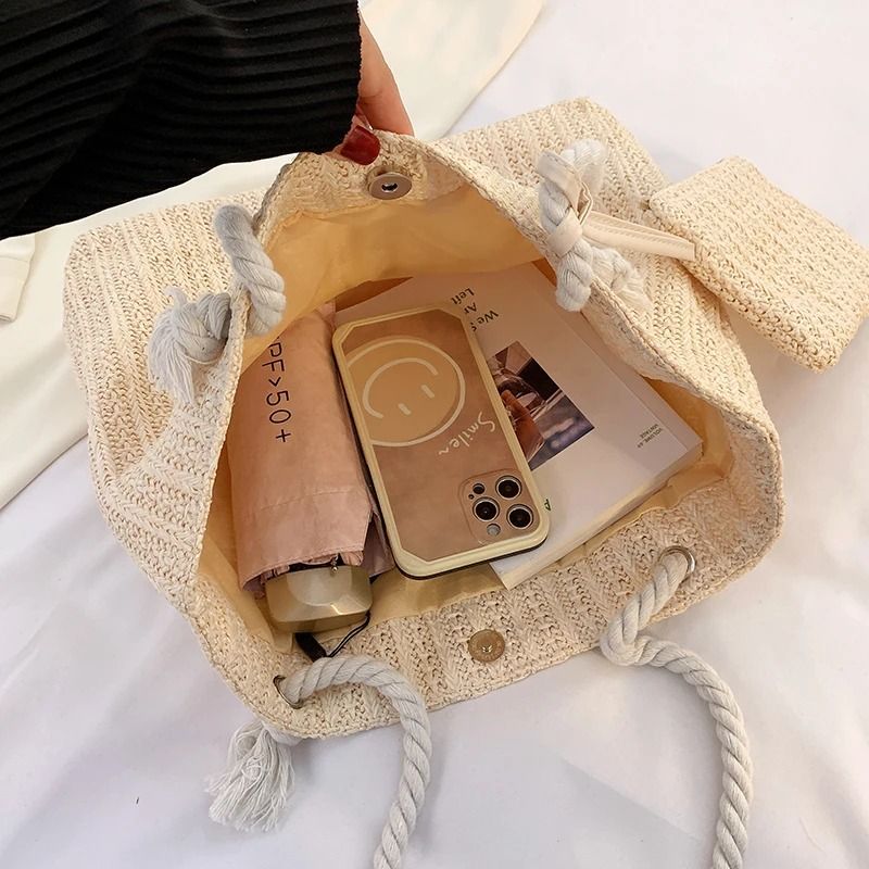 Designer Bali Straw Tote Bag For Women Large Capacity Summer Beach Purse 6