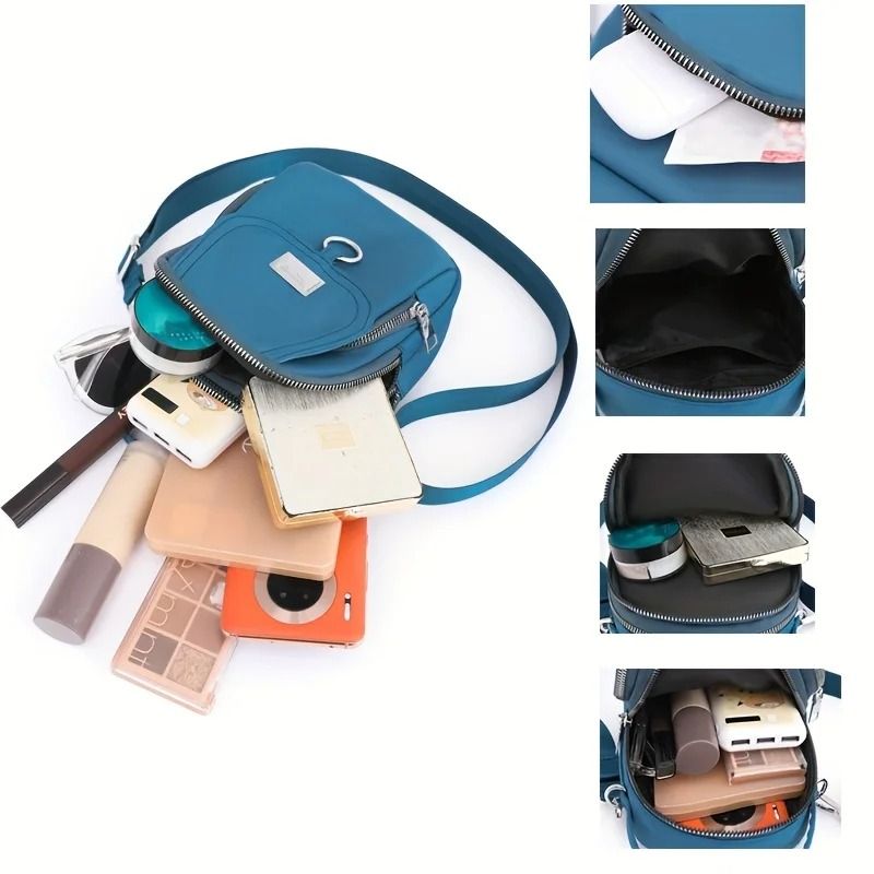 Lightweight Nylon Crossbody Bag For Women Mini Multi Zip Shoulder Purse 10