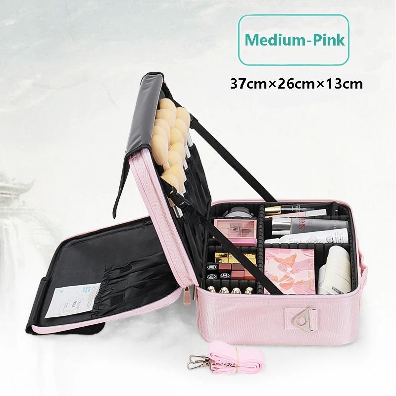 Professional Large Capacity Makeup Case Travel Makeup Train Case Organizer 4