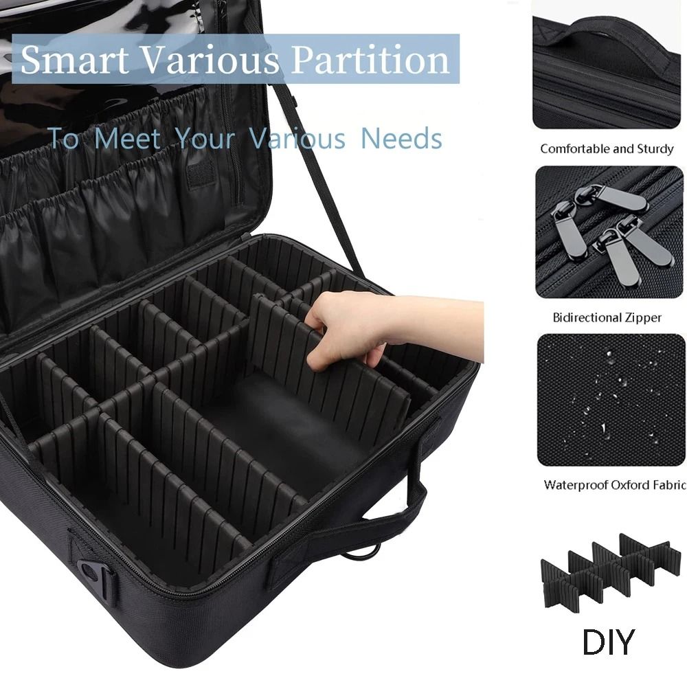 Professional Large Capacity Makeup Case Travel Makeup Train Case Organizer 9