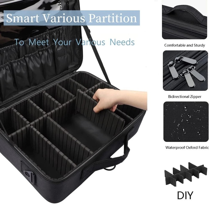 Professional Large Capacity Makeup Case Travel Makeup Train Case Organizer 9