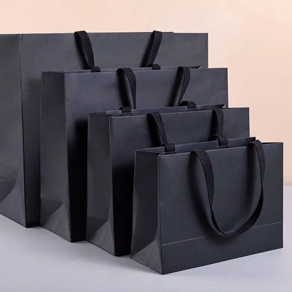 Black Kraft Paper Gift Bag For Wedding Party And Food Packaging 0