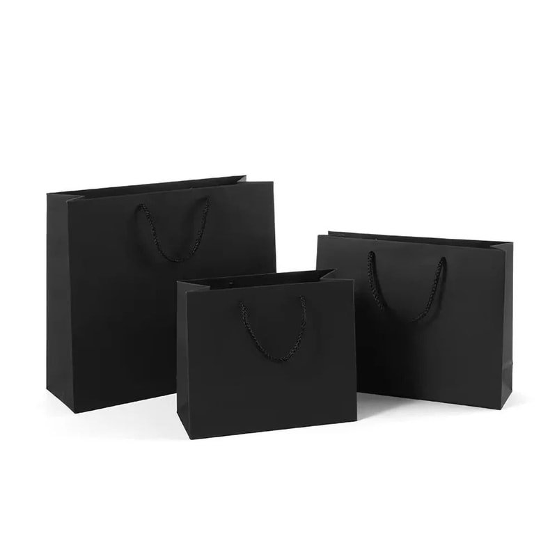 Black Kraft Paper Gift Bag For Wedding Party And Food Packaging 7