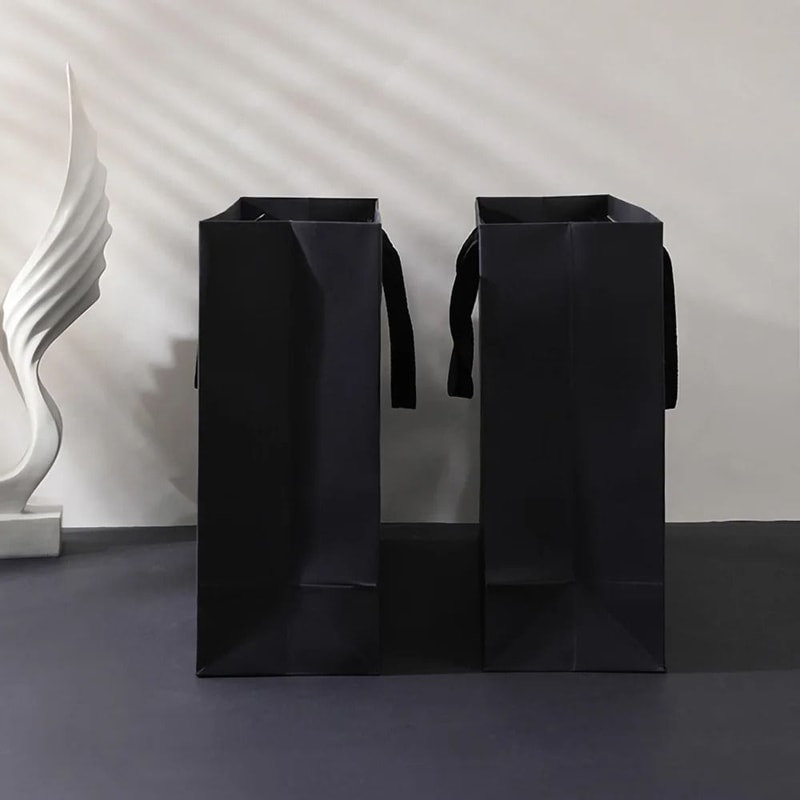 Black Kraft Paper Gift Bag For Wedding Party And Food Packaging 9