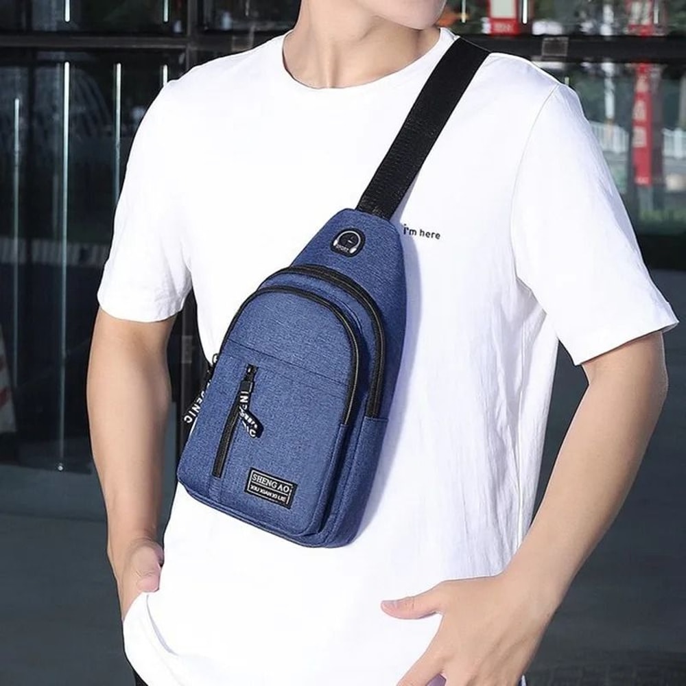 Mens Canvas Chest Bag Casual Crossbody Messenger Satchel 7