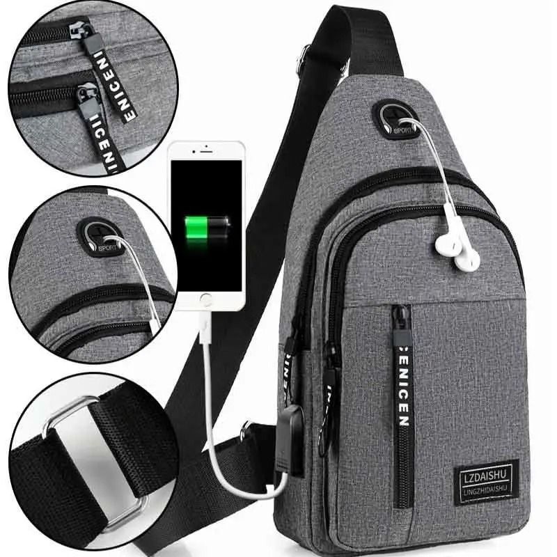 Mens Canvas Chest Bag Casual Crossbody Messenger Satchel 8