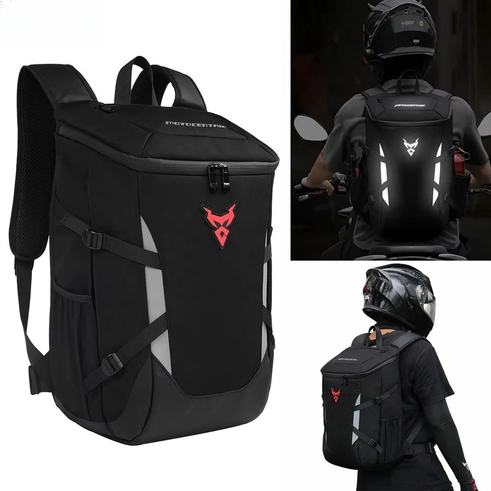 Waterproof Motorcycle Backpack With Helmet Holder And Laptop Compartment 0