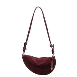 faux suede dumpling shoulder crossbody bag for women