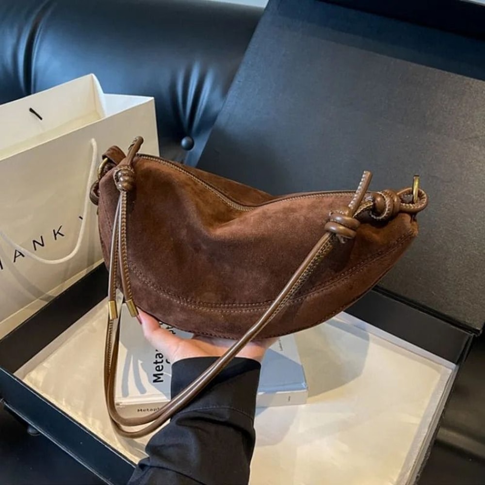 Faux Suede Dumpling Shoulder Crossbody Bag For Women 8