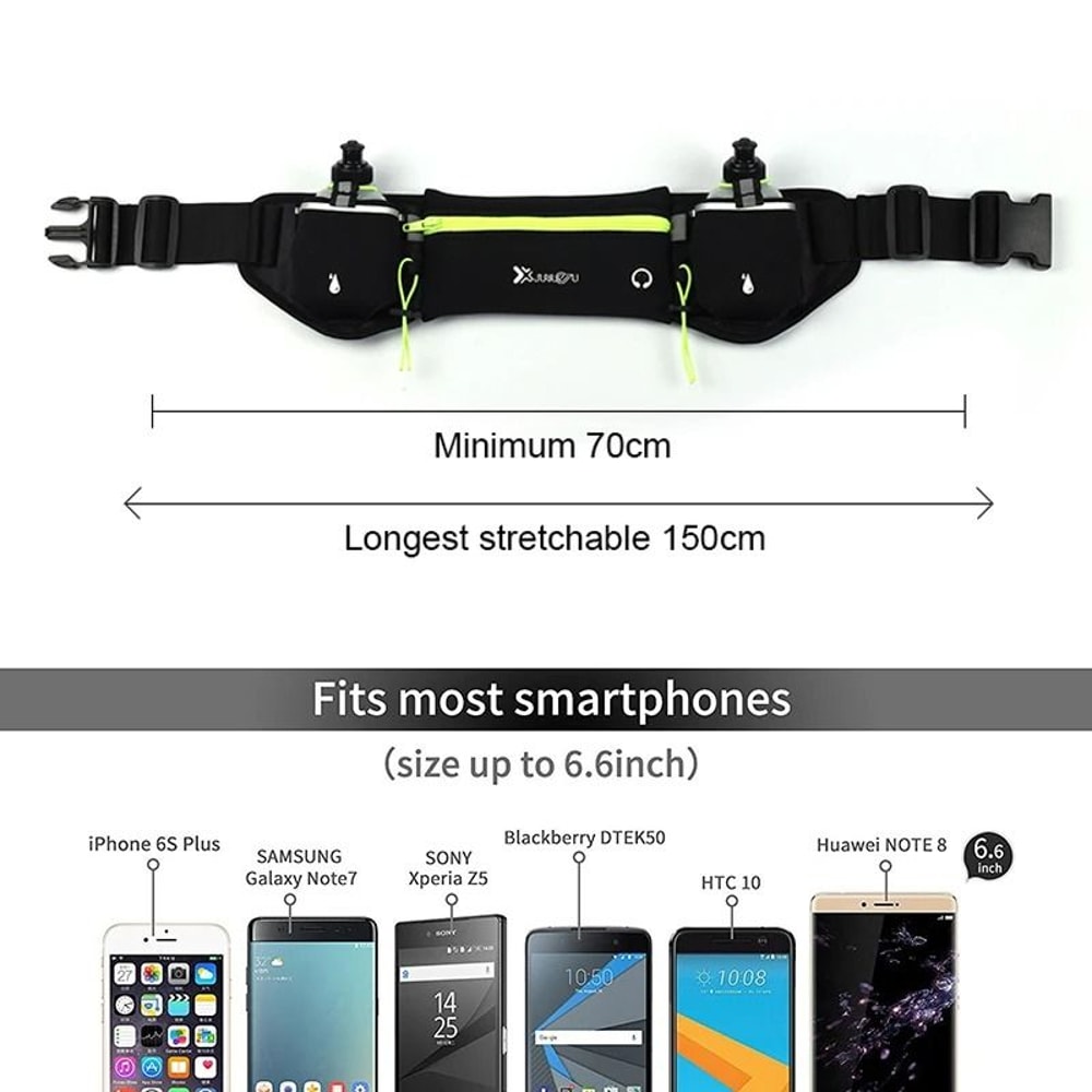 Dual Pocket Marathon Running Waist Pack With Phone And Water Bottle Holder 7