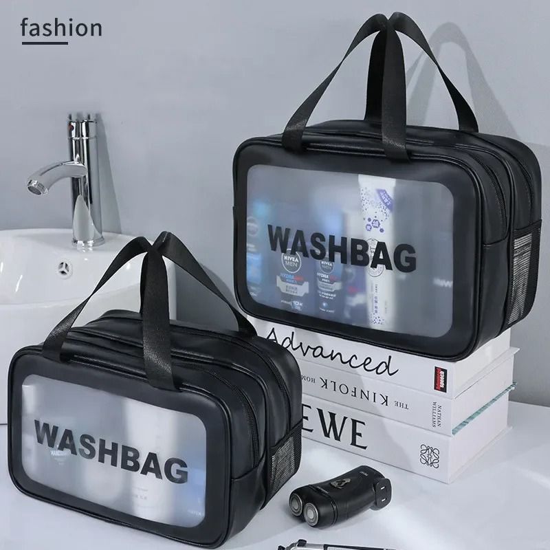 Dry Wet Separation Transparent PU Makeup And Travel Toiletry Bag 12