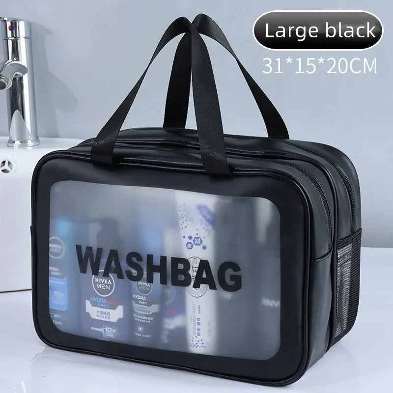 Dry Wet Separation Transparent PU Makeup And Travel Toiletry Bag 13