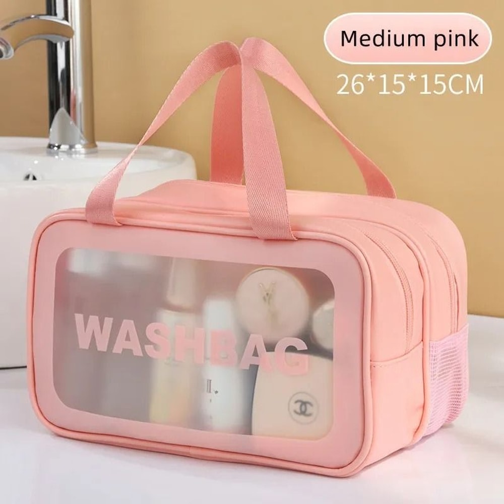 Dry Wet Separation Transparent PU Makeup And Travel Toiletry Bag 4