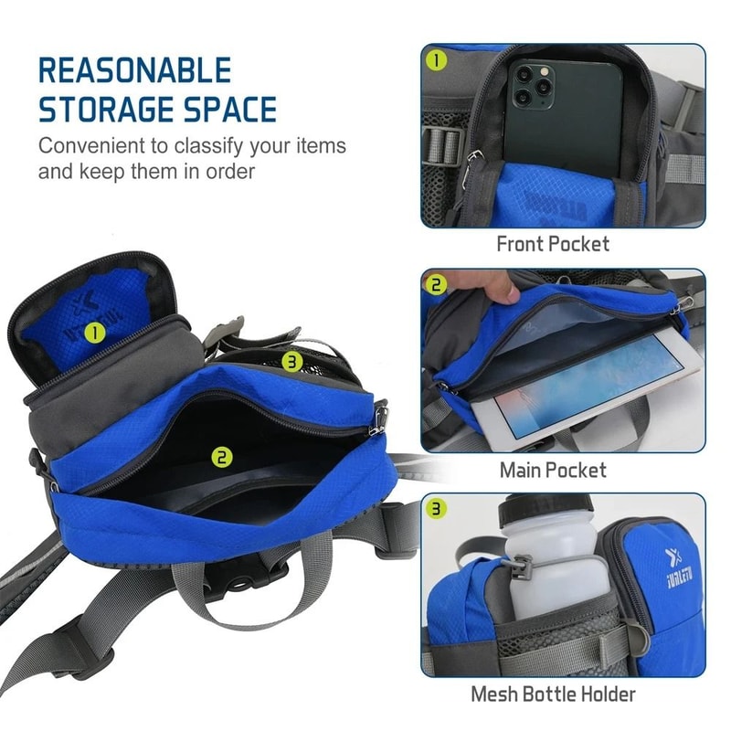 Water Resistant Adjustable Hiking Fanny Pack With Bottle Holder 10