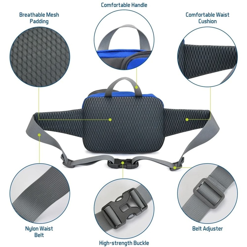 Water Resistant Adjustable Hiking Fanny Pack With Bottle Holder 9
