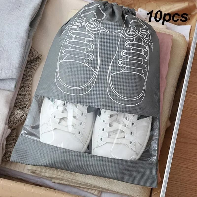 Non Woven Waterproof Shoes Storage Bag Set For Closet And Travel 2