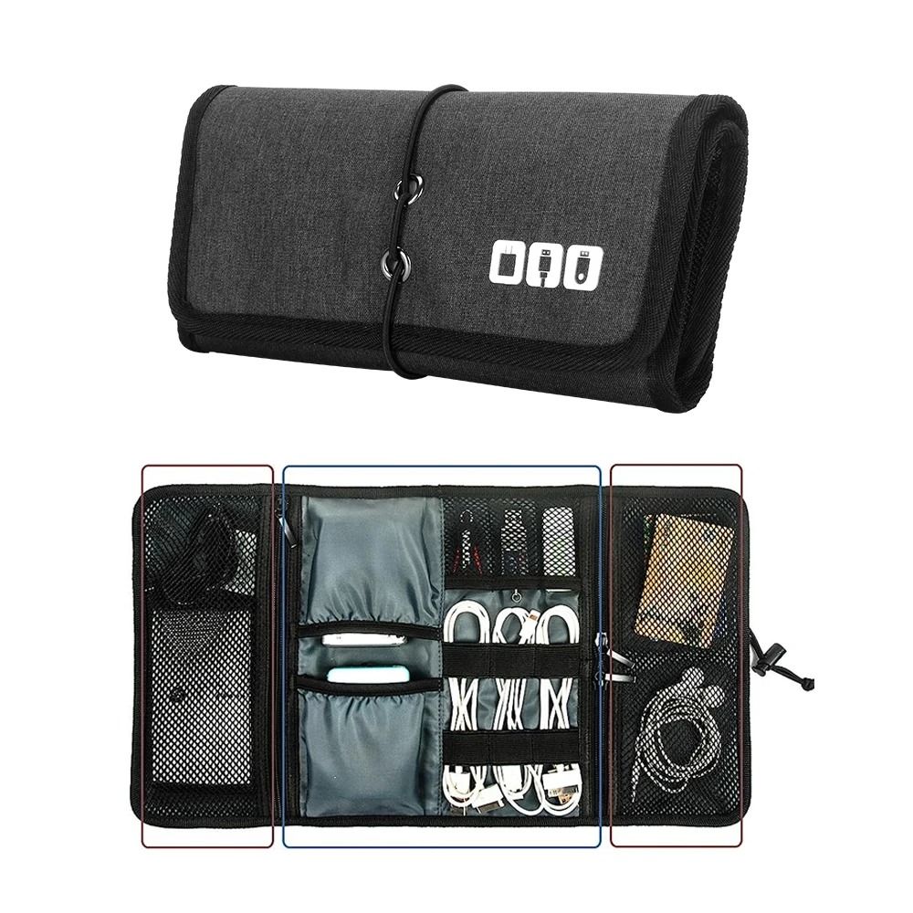 Roll Up Electronic Organizer Travel Cable And Charger Storage Case 0