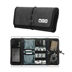 roll up electronic organizer travel cable and charger storage case