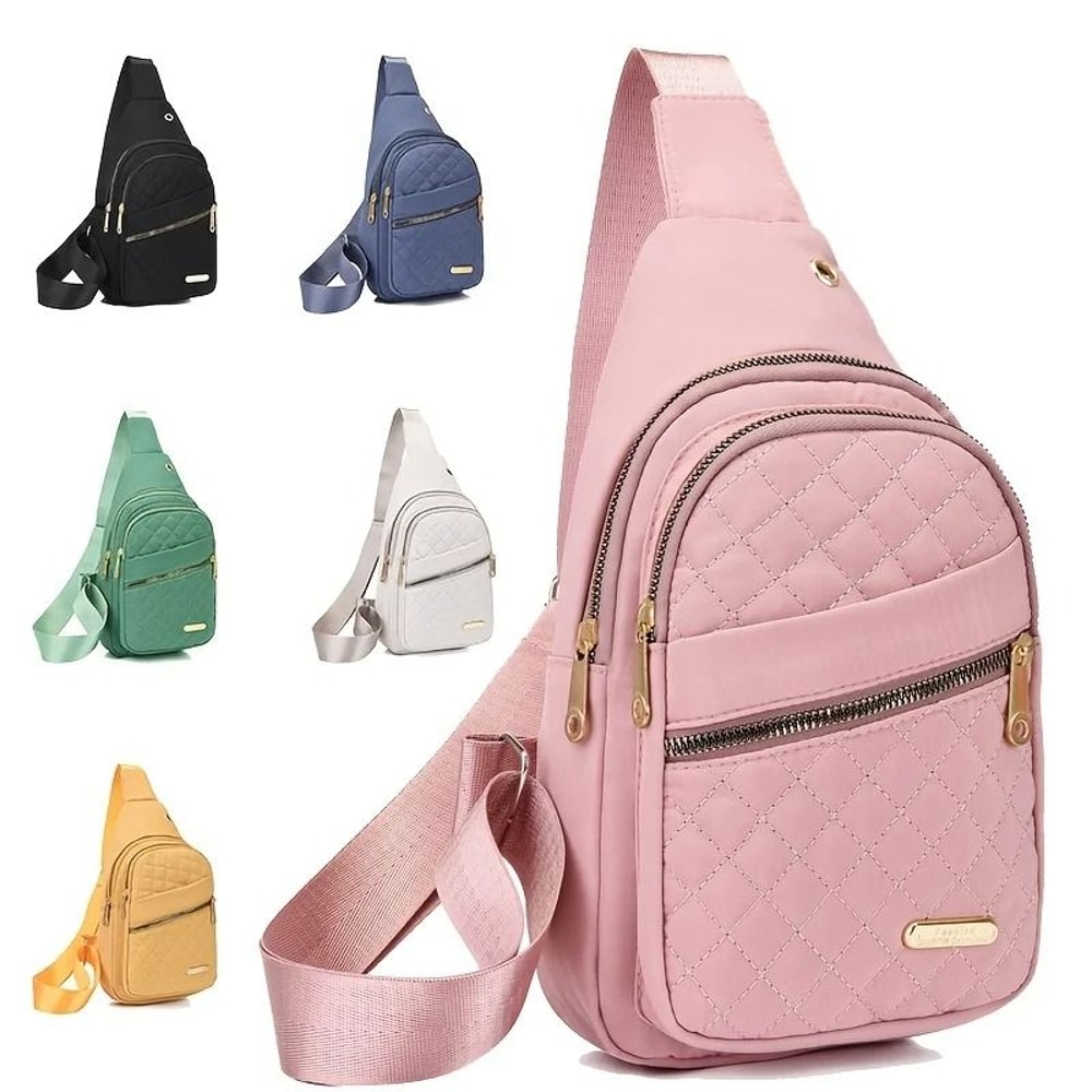 Lightweight Quilted Chest Bag Foldable Crossbody Shoulder Tote 0