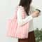 Luxurious Plush Tote Bag Striped Faux Fur Shoulder Handbag 9
