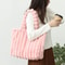 Luxurious Plush Tote Bag Striped Faux Fur Shoulder Handbag 9