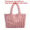 Luxurious Plush Tote Bag Striped Faux Fur Shoulder Handbag 7