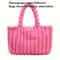 Luxurious Plush Tote Bag Striped Faux Fur Shoulder Handbag 1