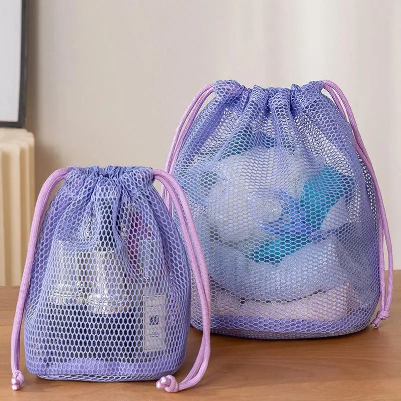 Nylon Mesh Drawstring Pouch Multi Purpose Travel Organizer Bag 9