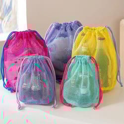 nylon mesh drawstring pouch multi purpose travel organizer bag