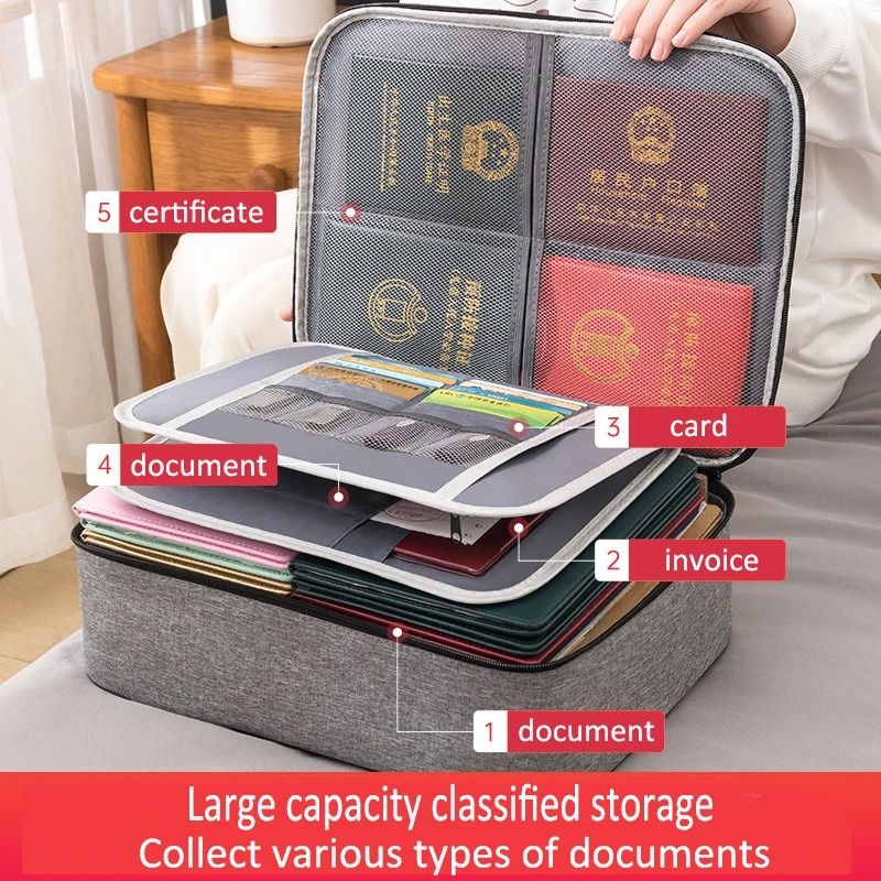 Large Capacity Document Storage Bag Certificate And Passport Organizer 5