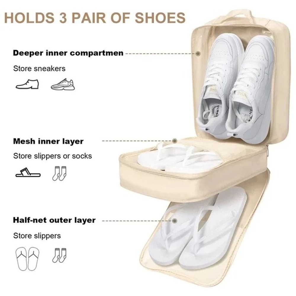 Portable Waterproof 3 Layer Shoe Storage Organizer For Travel 11