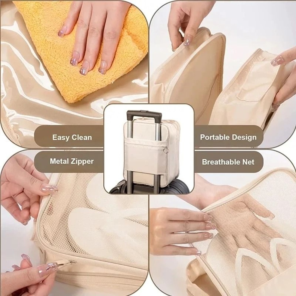 Portable Waterproof 3 Layer Shoe Storage Organizer For Travel 12