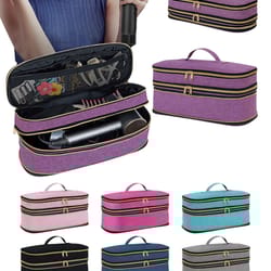 slim double layer hair dryer storage bag travel organizer case