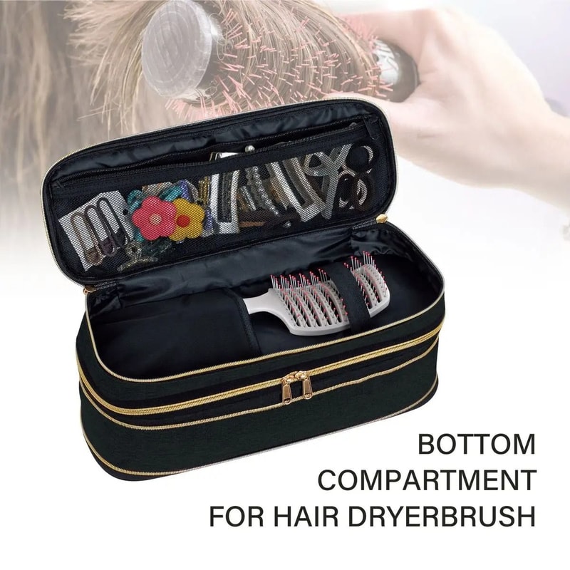 Slim Double Layer Hair Dryer Storage Bag Travel Organizer Case 8
