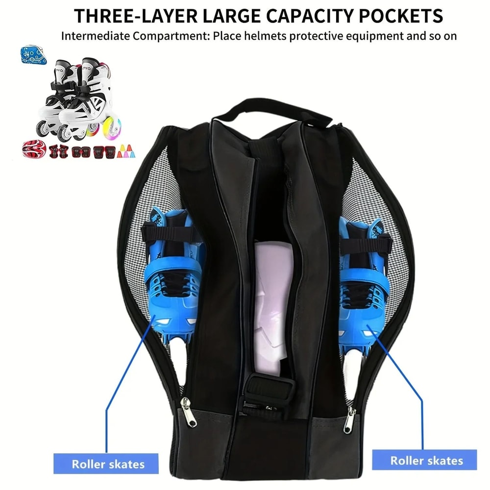 Three Layer Large Capacity Skate Storage Bag With Adjustable Shoulder Strap 9
