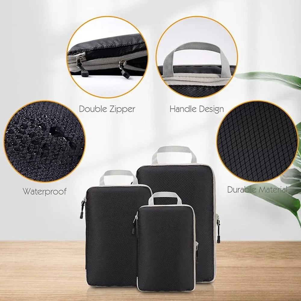 Compressible Packing Cubes Foldable Waterproof Travel Luggage Organizer 9